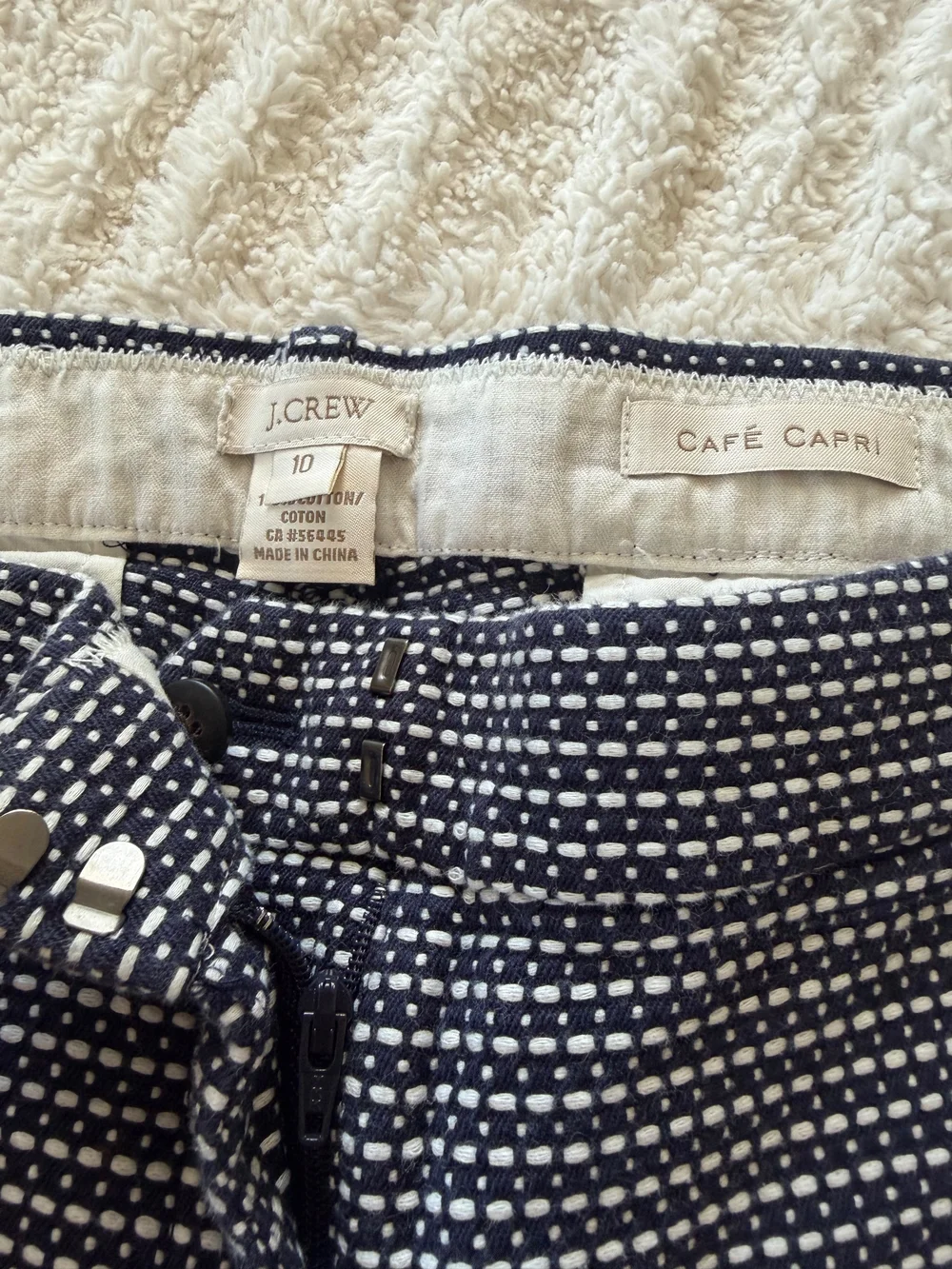 J.Crew Cafe Capri Women's Size 10 Cotton Textured Dot Crop Pants Office Casual